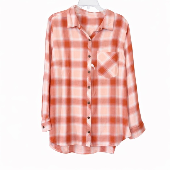 Terra & Sky Tops - New Terra & Sky 14w Red and White Checkered Blouse
